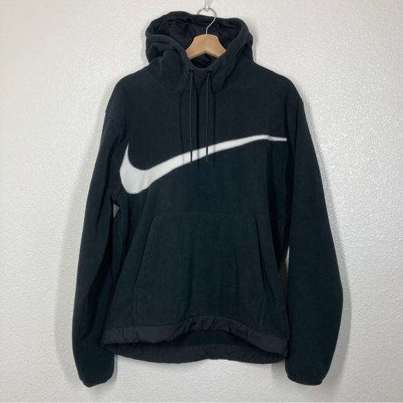 Nike Club Fleece Winterized Pullover Hoodie Mens M Black Lightweight - Picture 5 of 16